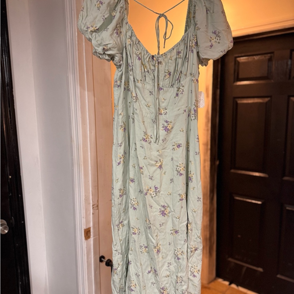 Altar'd State Backless Floral Dress in Light Green